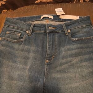 LOFT Blue Ankle Cropped Jeans with Mid-Rise Fit